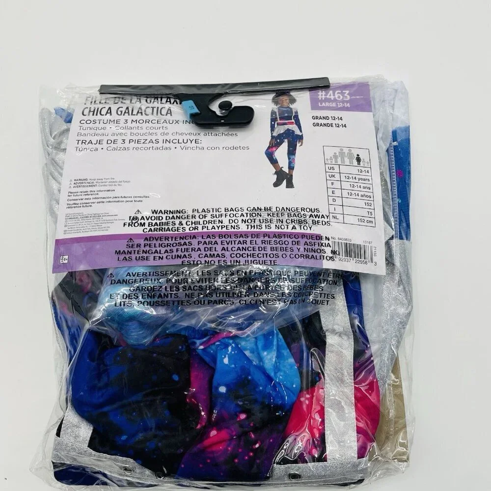 Galaxy Girl Futuristic Space Youth Girls‎ Large 12/14 Halloween Costume Blue 460 - Picture 4 of 5
